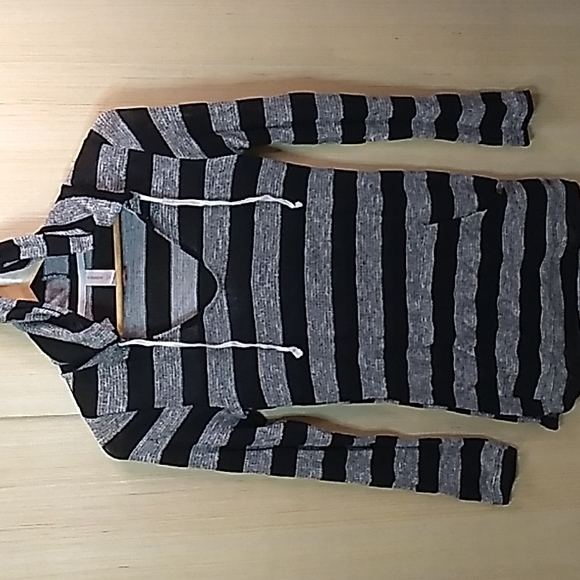 No Boundaries v neck lightweight sweater Women's Medium black & silver w hood - Picture 1 of 5